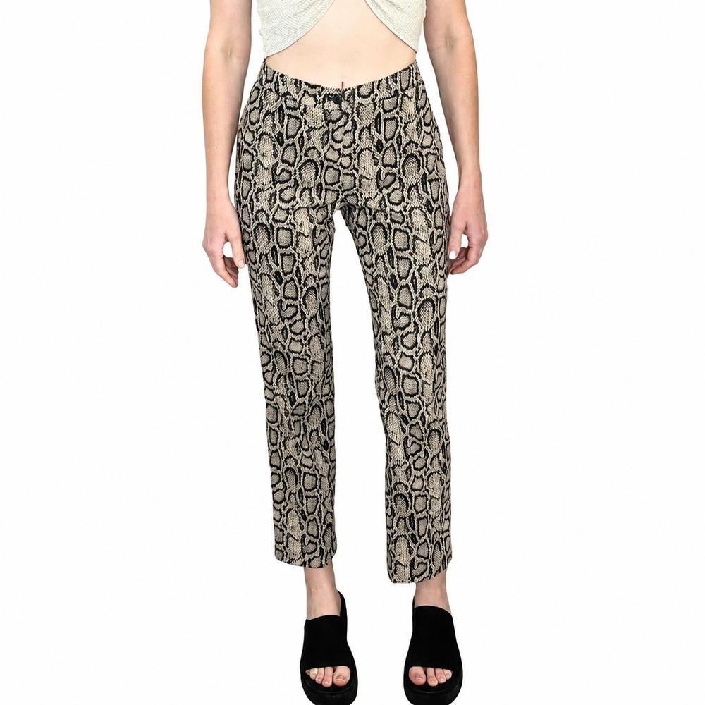 Tempo Paris Snakeskin Print Mid-Rise Straight Leg Pants Animal Print Size 4